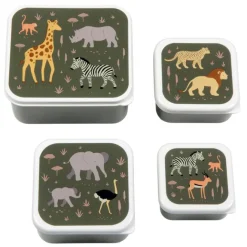New A Little Lovely Company Charlie Lunch & Snack Box savanna