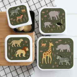 New A Little Lovely Company Charlie Lunch & Snack Box savanna