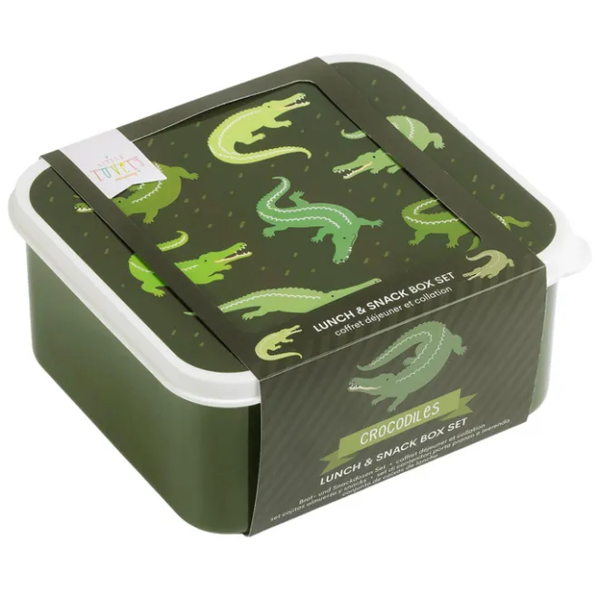 A Little Lovely Company Charlie Lunch & Snack Box crocodiles