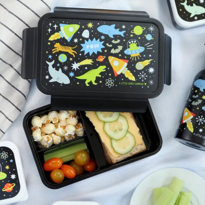 New A Little Lovely Company Robin Bento Lunchbox galaxy