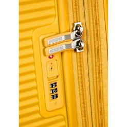 Best American Tourister Soundbox Spinner 77 Expandable golden yellow