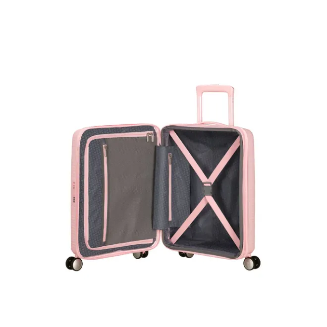 Clearance American Tourister Soundbox Spinner 55/20 TSA Expandable pastel pink