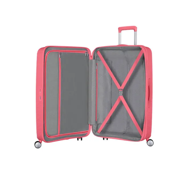 New American Tourister Soundbox Spinner 77 Expandable sun kissed coral