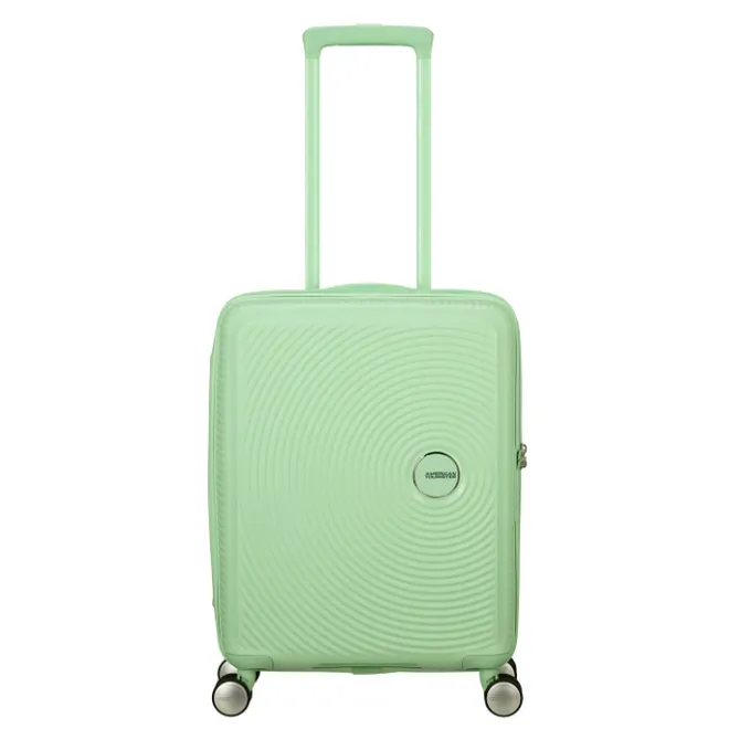 Clearance American Tourister Soundbox Spinner 55/20 TSA Expandable pastel green