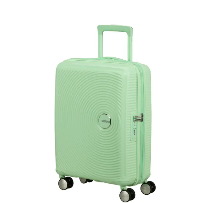 Clearance American Tourister Soundbox Spinner 55/20 TSA Expandable pastel green