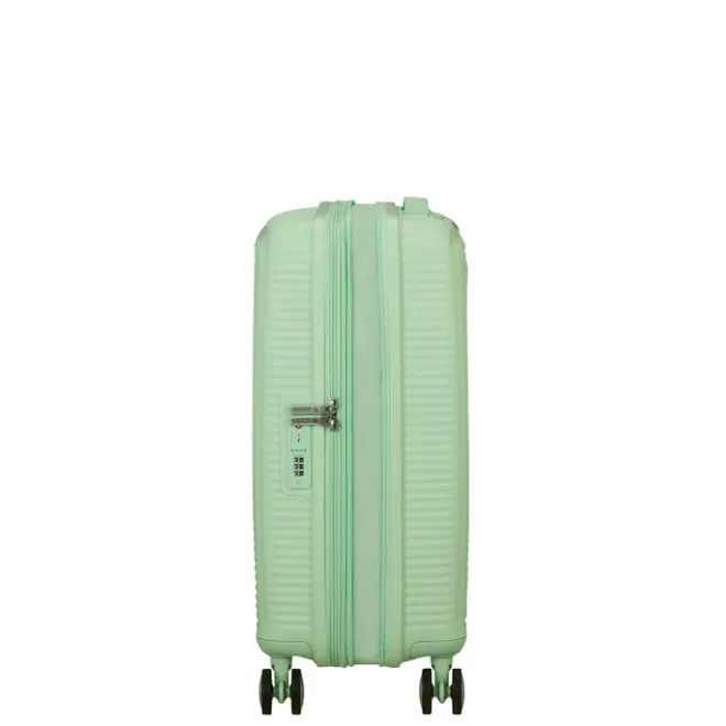 Clearance American Tourister Soundbox Spinner 55/20 TSA Expandable pastel green