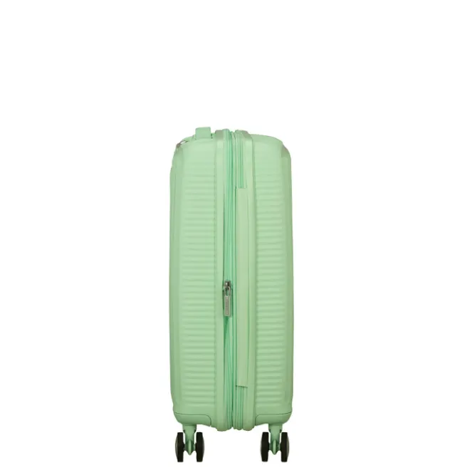 Clearance American Tourister Soundbox Spinner 55/20 TSA Expandable pastel green