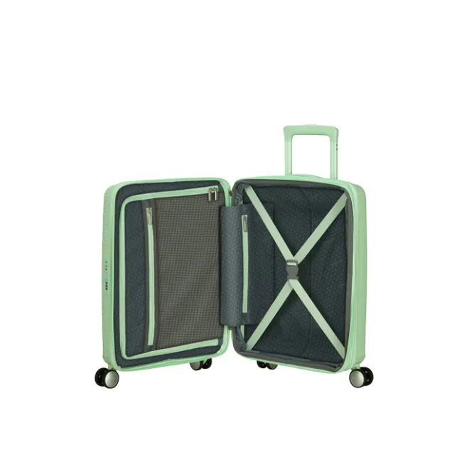 Clearance American Tourister Soundbox Spinner 55/20 TSA Expandable pastel green
