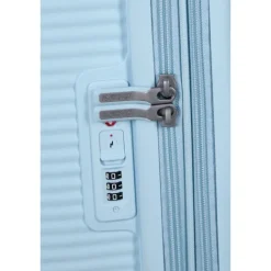 Sale American Tourister Soundbox Spinner 77/28 TSA Expandable pastel blue