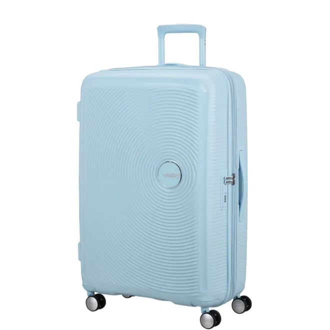 Sale American Tourister Soundbox Spinner 77/28 TSA Expandable pastel blue