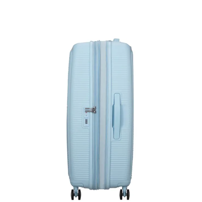 Sale American Tourister Soundbox Spinner 77/28 TSA Expandable pastel blue