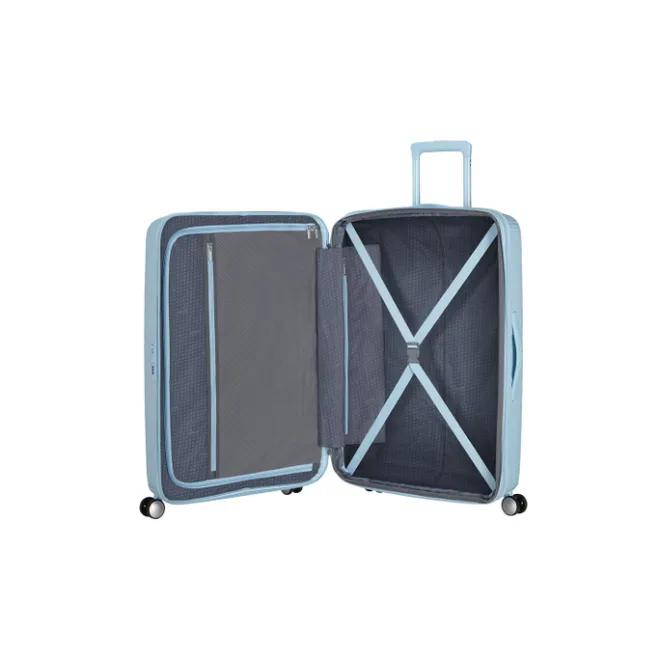Sale American Tourister Soundbox Spinner 77/28 TSA Expandable pastel blue