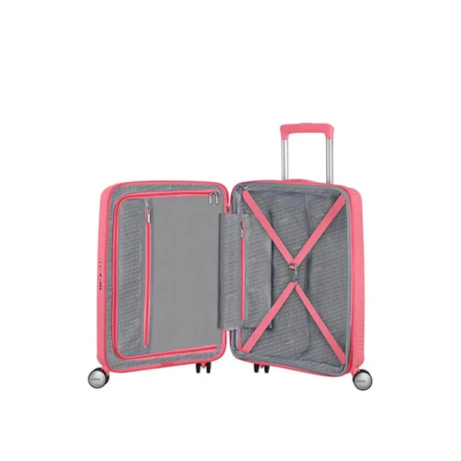 Best American Tourister Soundbox Spinner 55 Expandable sun kissed coral