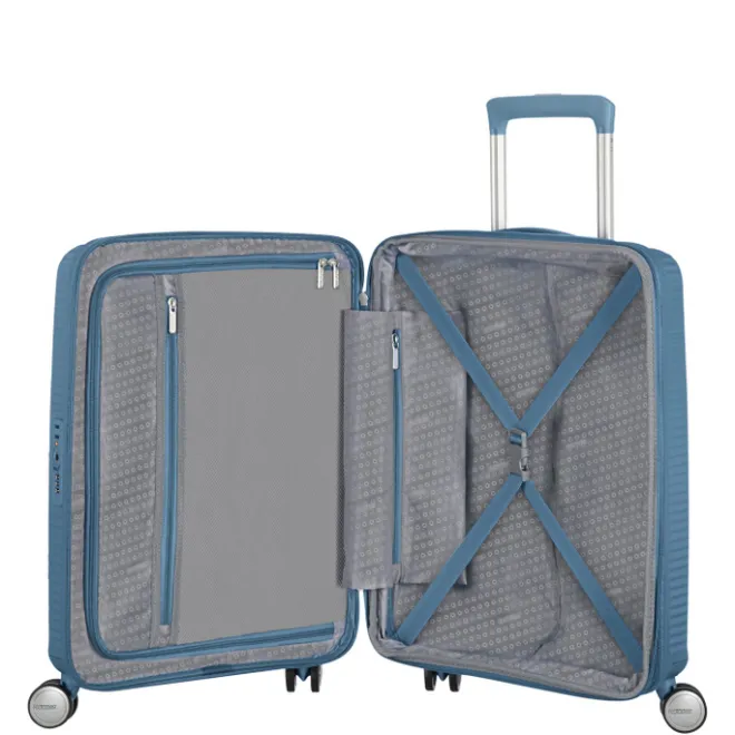 Best American Tourister Soundbox Spinner 55 Expandable stone blue