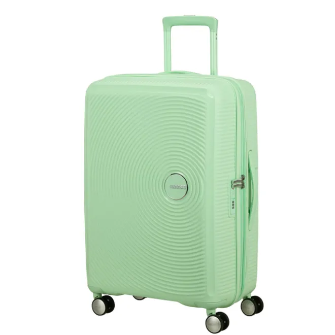 Clearance American Tourister Soundbox Spinner 67/24 TSA Expandable pastel green