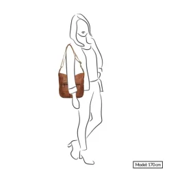Online Bear Design Cow Lavato Dames Schoudertas cognac