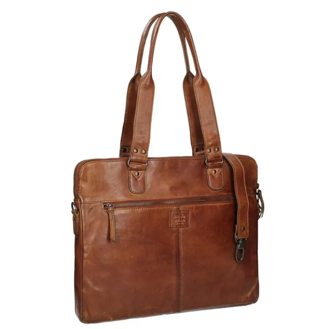 Discount Bear Design Cow Lavato Laptopschoudertas cognac
