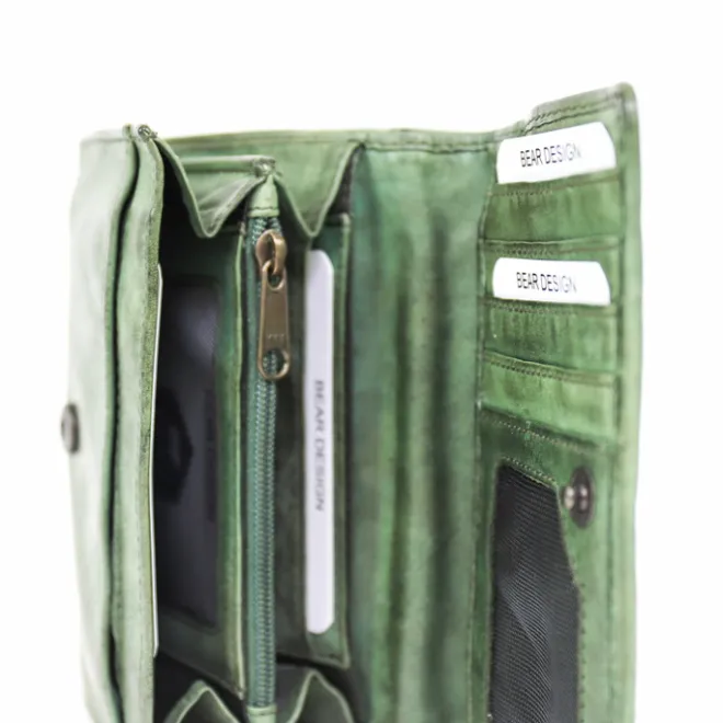 Sale Bear Design Flappie Portemonnee green