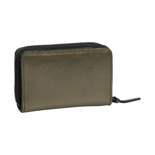 New Burkely Creased Crystal Double Flap Wallet gun metal