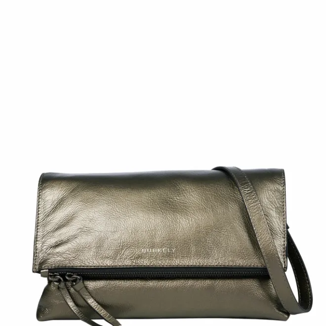 Clearance Burkely Creased Crystel Satchel Bag gun metal