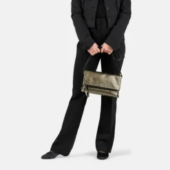 Clearance Burkely Creased Crystel Satchel Bag gun metal