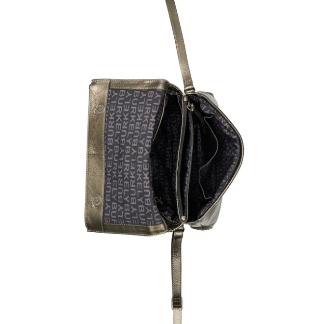 Clearance Burkely Creased Crystel Satchel Bag gun metal
