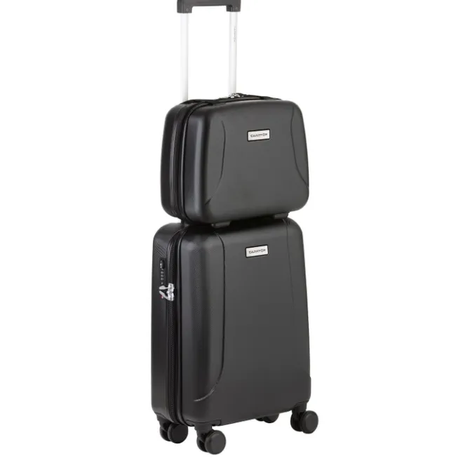 Sale CarryOn Skyhopper 4 Wiel Trolley 55 + Beautycase Set black