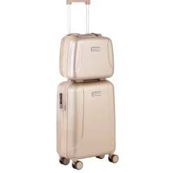 Best CarryOn Skyhopper 4 Wiel Trolley 55 + Beautycase Set champagne