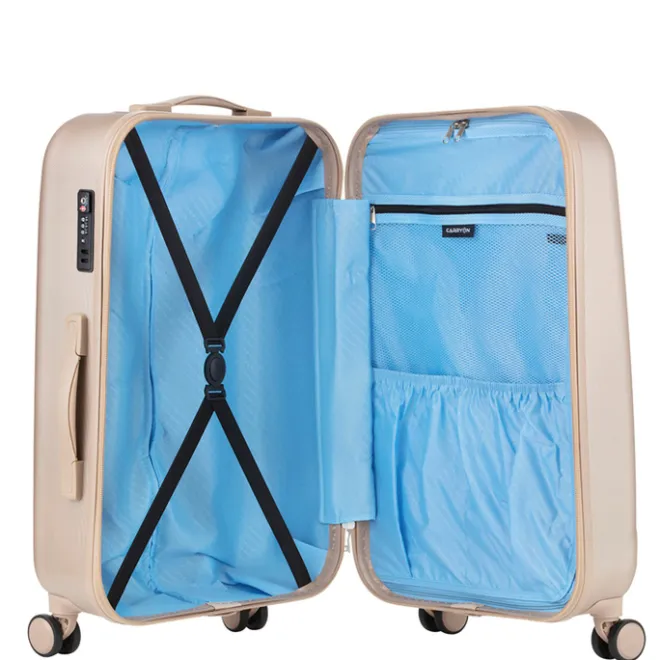 Best CarryOn Skyhopper 4 Wiel Trolley 55 + Beautycase Set champagne