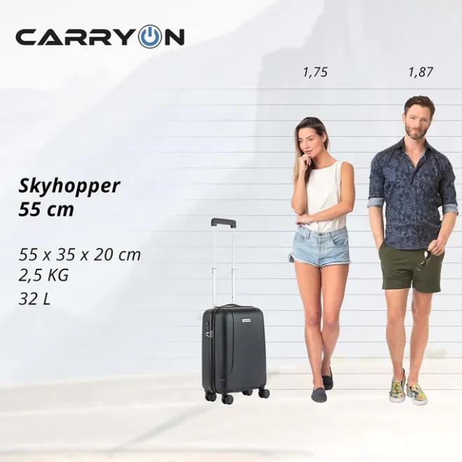 Outlet CarryOn Skyhopper 4-Delige Kofferset S/S/M/L black