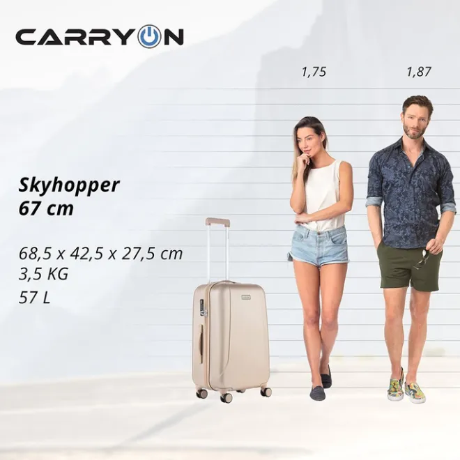 Online CarryOn Skyhopper 4-Delige Kofferset S/S/M/L champagne