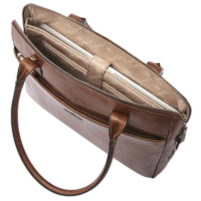 Hot Castelijn & Beerens Donna Vera Schoudertas 15.6" RFID cognac