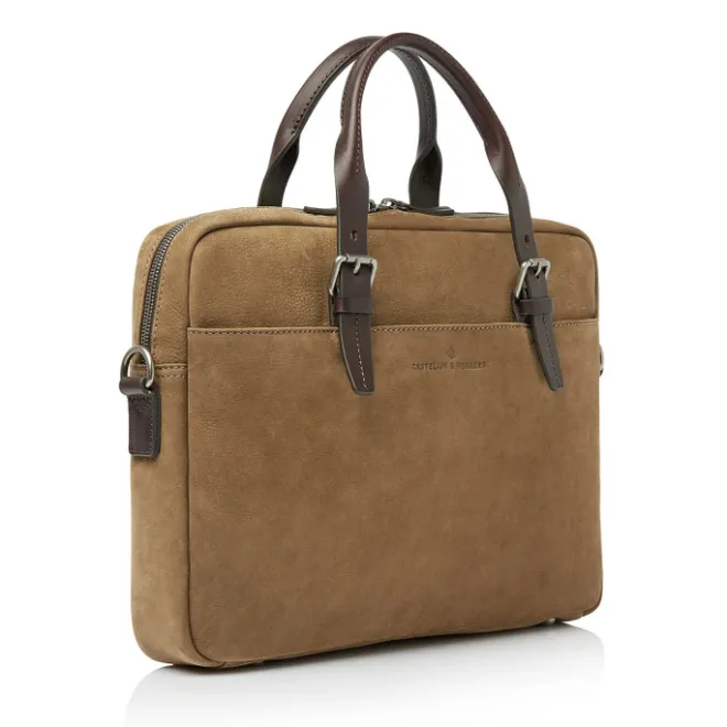 Outlet Castelijn & Beerens Veneto Nubuck Laptopbag 15.6" taupe