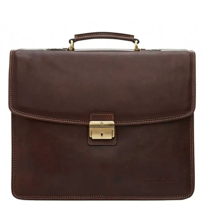 Outlet Castelijn & Beerens Verona Laptoptas 15.6'' 3-vaks mocca