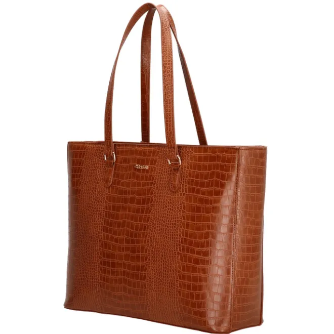 Outlet Charm London Midwood Shopper 15.6 inch laptopvak cognac croco