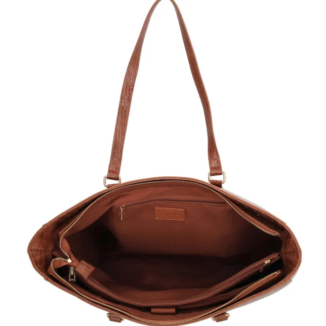 Outlet Charm London Midwood Shopper 15.6 inch laptopvak cognac croco