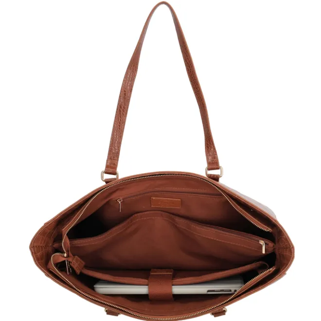 Outlet Charm London Midwood Shopper 15.6 inch laptopvak cognac croco
