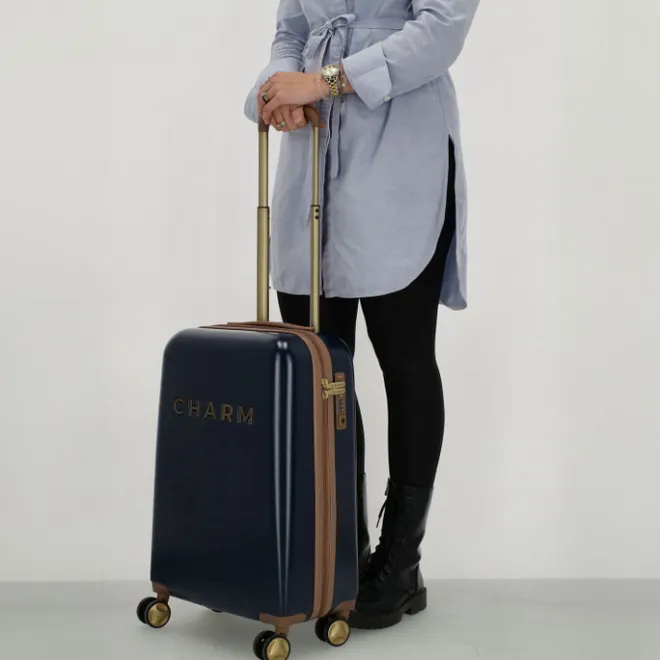 Discount Charm London Travel Trolley Set blauw