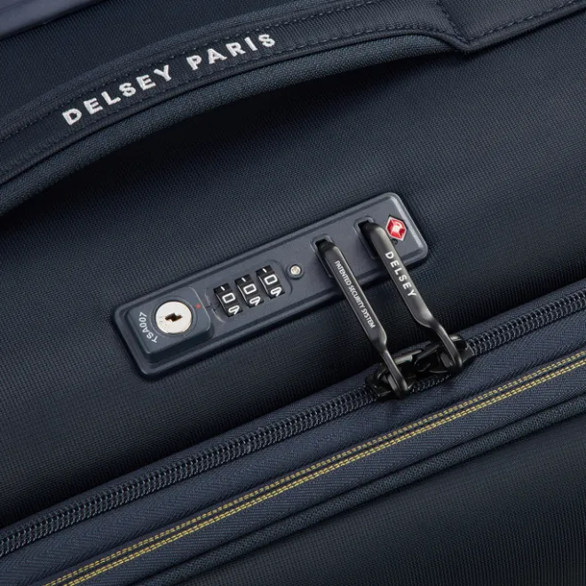 Clearance Delsey Brochant 3 Cabin Trolley 55 Expandable navy blue