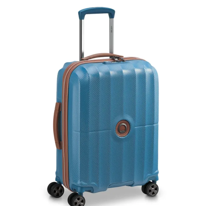 Clearance Delsey St Tropez 4 Double Wheels Slim Cabin Trolley 55 blue