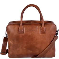 New DSTRCT Fletcher Street Business Laptoptas 15.6 inch + Sleutelhanger cognac