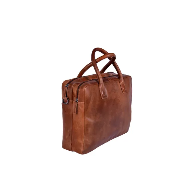 New DSTRCT Fletcher Street Business Laptoptas 15.6 inch + Sleutelhanger cognac