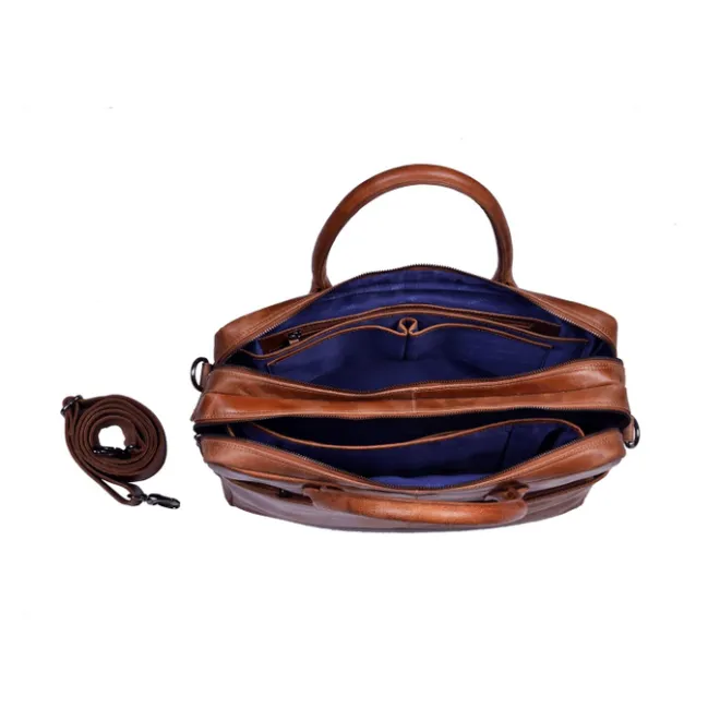 New DSTRCT Fletcher Street Business Laptoptas 15.6 inch + Sleutelhanger cognac