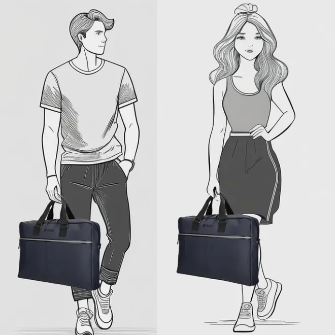 Outlet Enrico Benetti Bergen PU Laptop Shoulderbag 17" navy