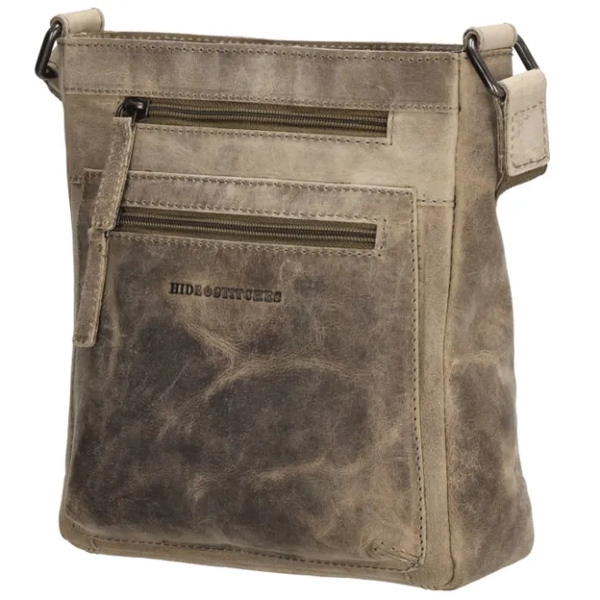 Outlet Hide & Stitches Idaho Dusk Schoudertas donkerzand