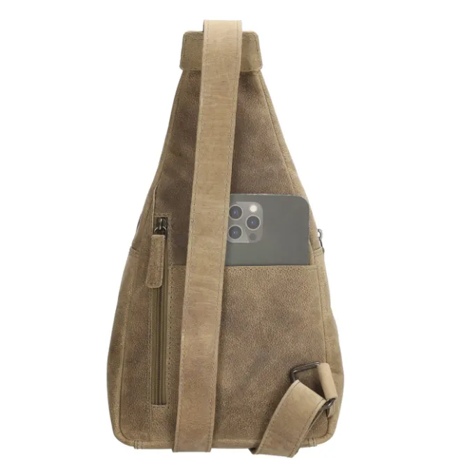 Hot Hide & Stitches Idaho Radiant Schoudertas donkerzand