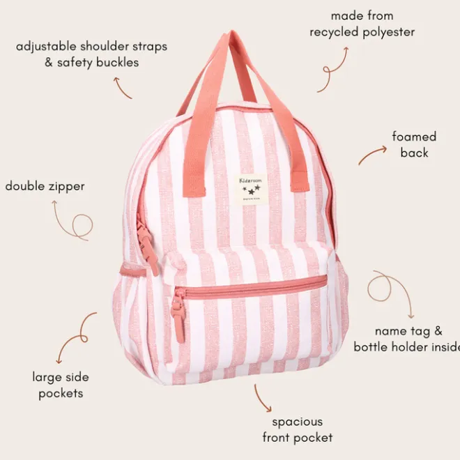Hot Kidzroom Lille Stripe Frenzy Backpack pink