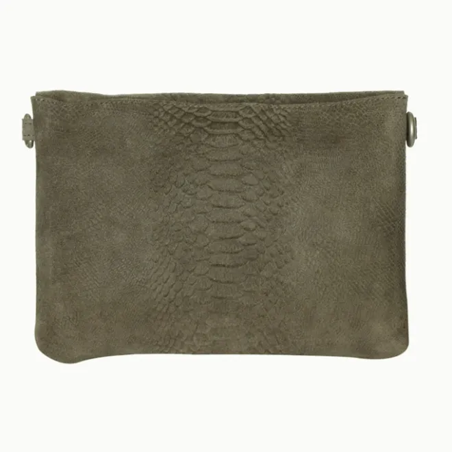 New Mozz Luieretui Crossbody Suede snake olive