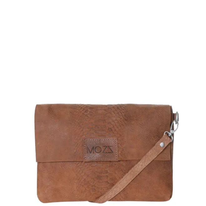Outlet Mozz Luieretui Crossbody Suede snake cognac