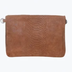 Outlet Mozz Luieretui Crossbody Suede snake cognac